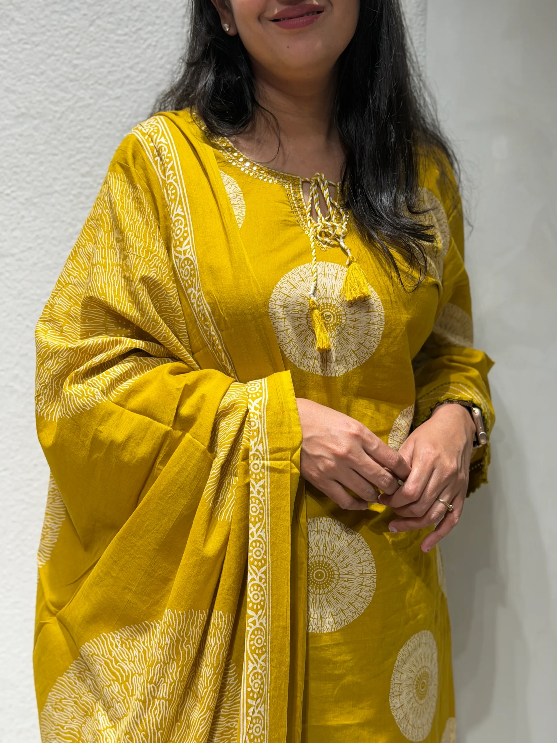 Premium Cotton Suit Set - Yellow - Image 6