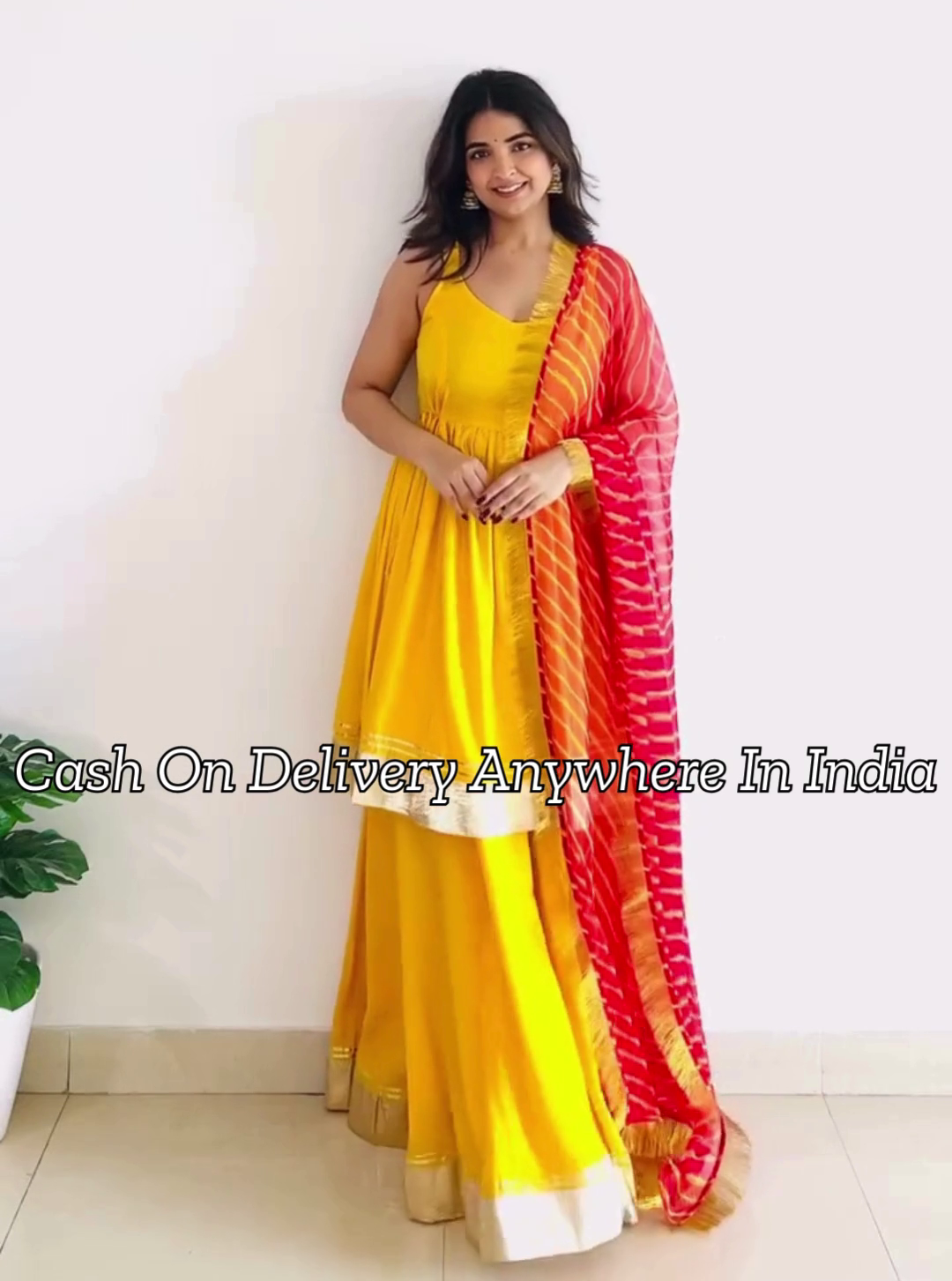 Women Pleated Gotta Patti Kurta with Skirt & With Dupatta