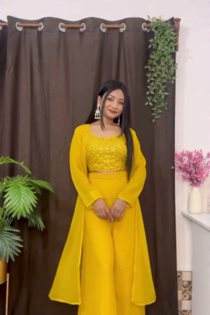 Embellished Top With Palazzo & Dupatta