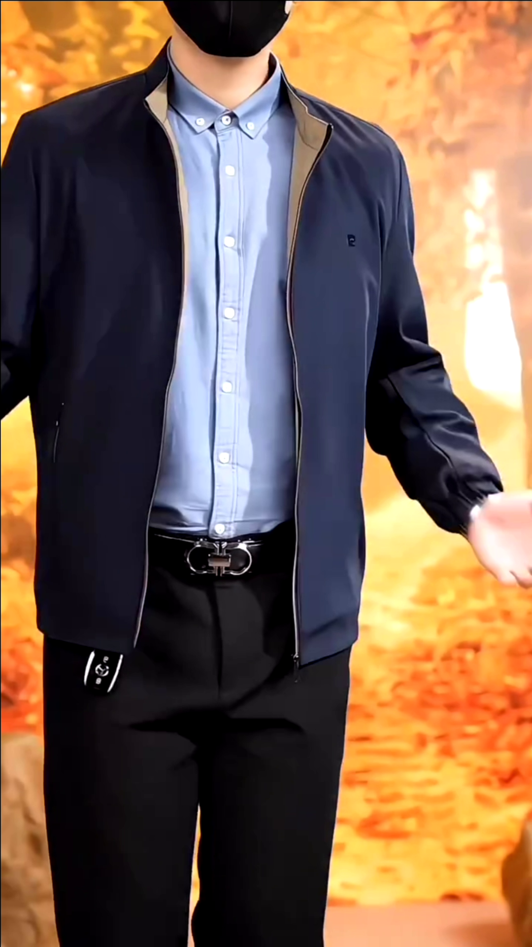 Men Classic Light Quilted Office Jacket - Navy - Image 3