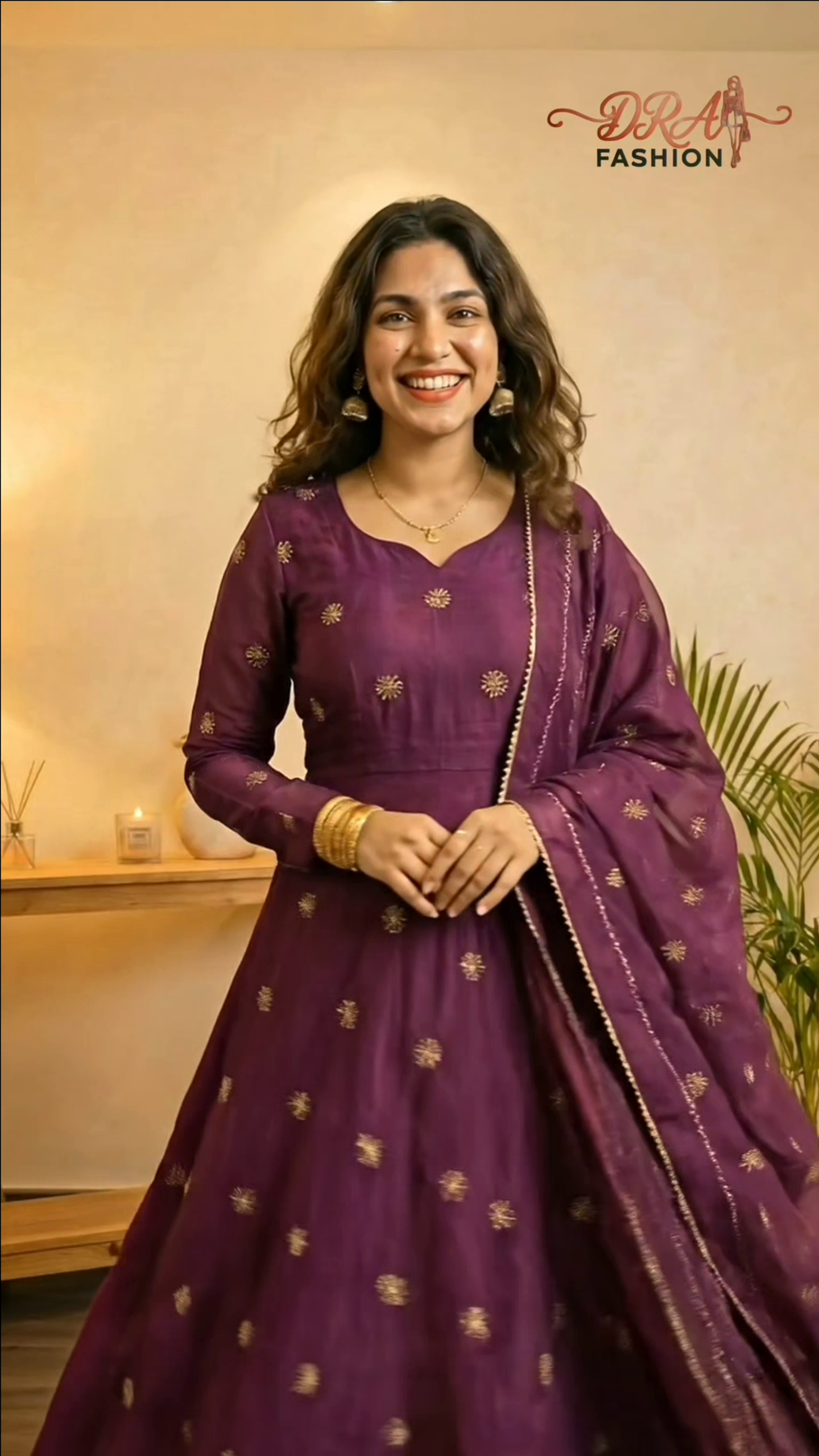 Ethnic Embroidered Zari Panelled Anarkali Kurta With Pyjamas - Image 3