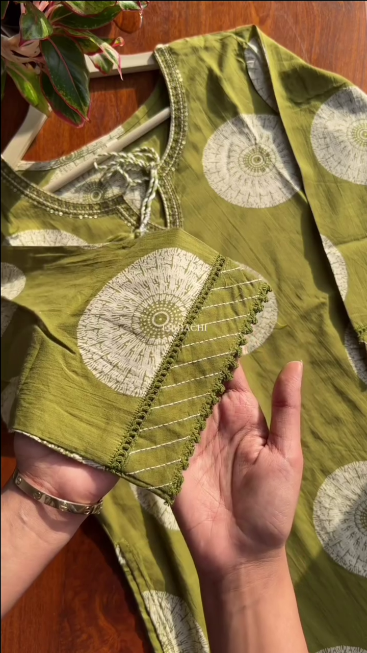 Premium Cotton Suit Set - Green - Image 2