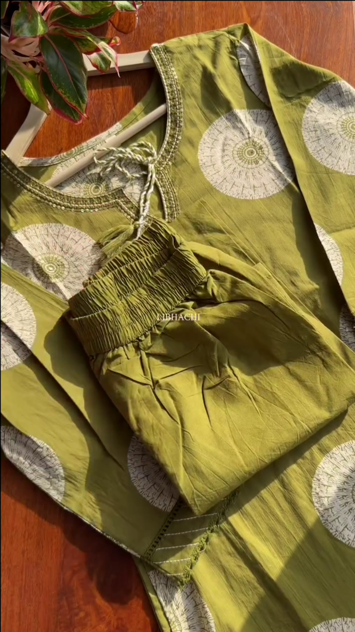 Premium Cotton Suit Set - Green - Image 3