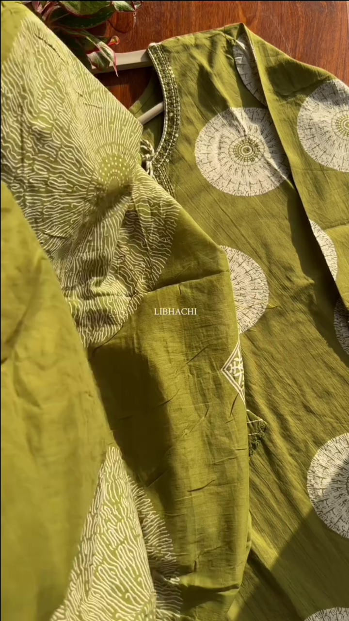 Premium Cotton Suit Set - Green - Image 4