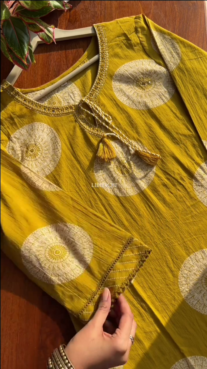 Premium Cotton Suit Set - Yellow