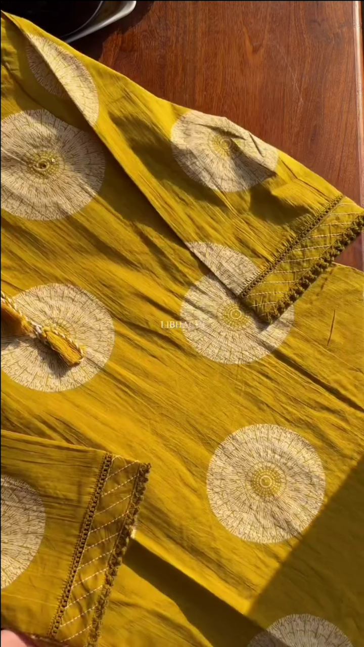 Premium Cotton Suit Set - Yellow - Image 2