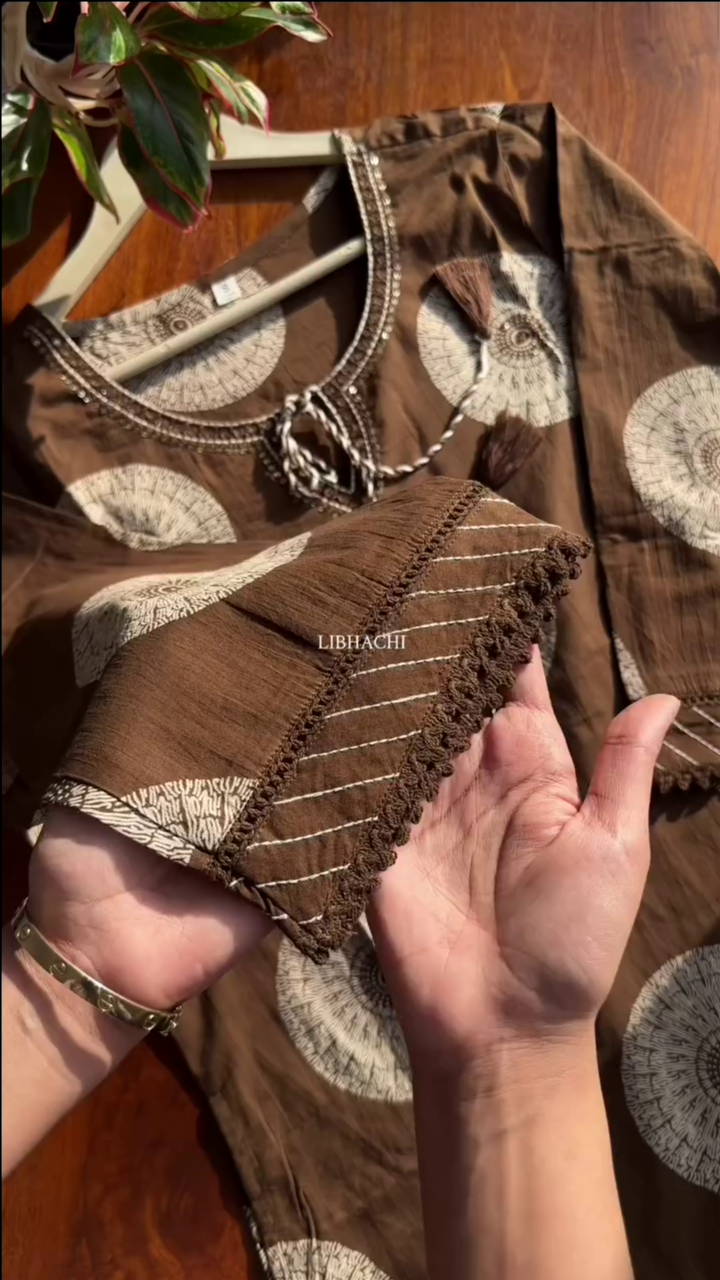 Premium Cotton Suit Set - Brown - Image 3