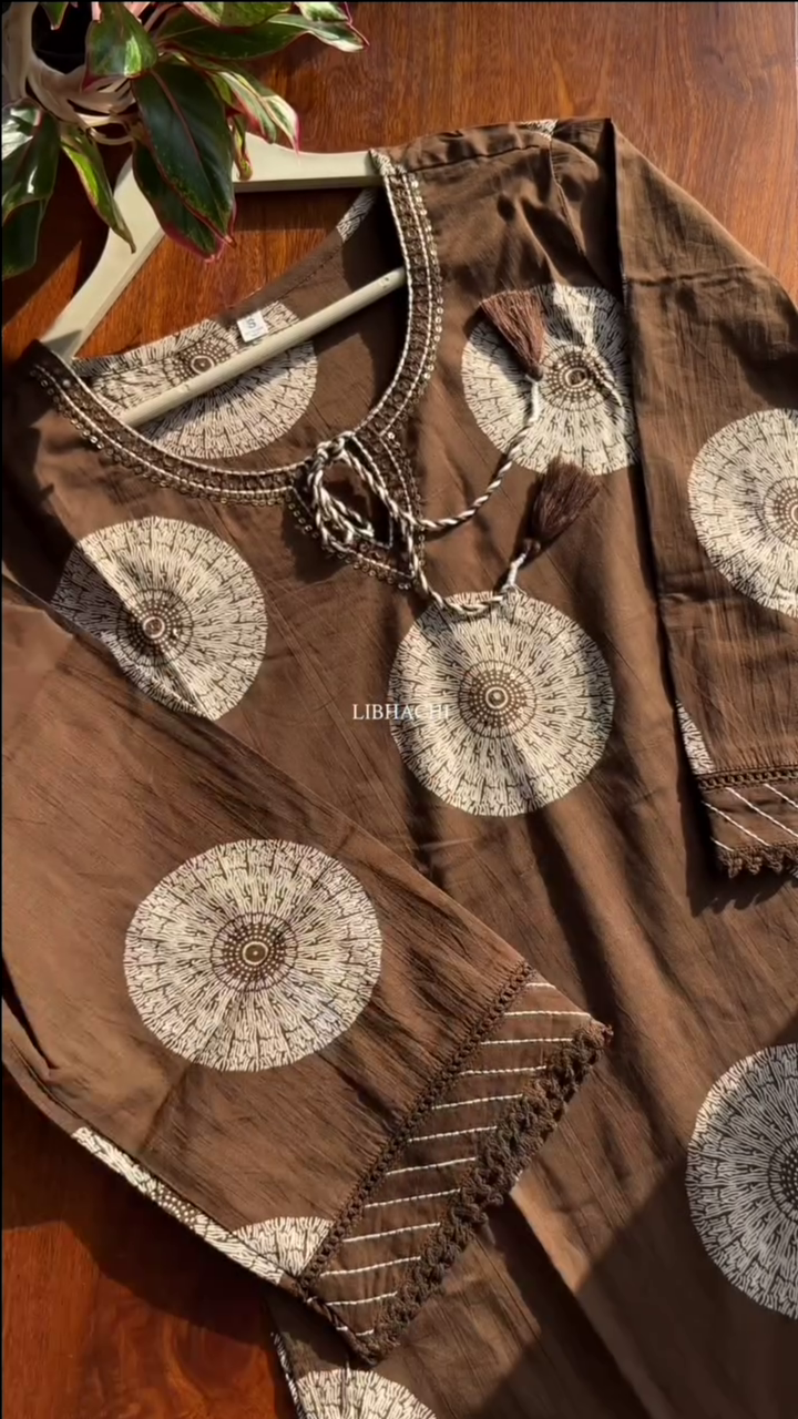 Premium Cotton Suit Set - Brown