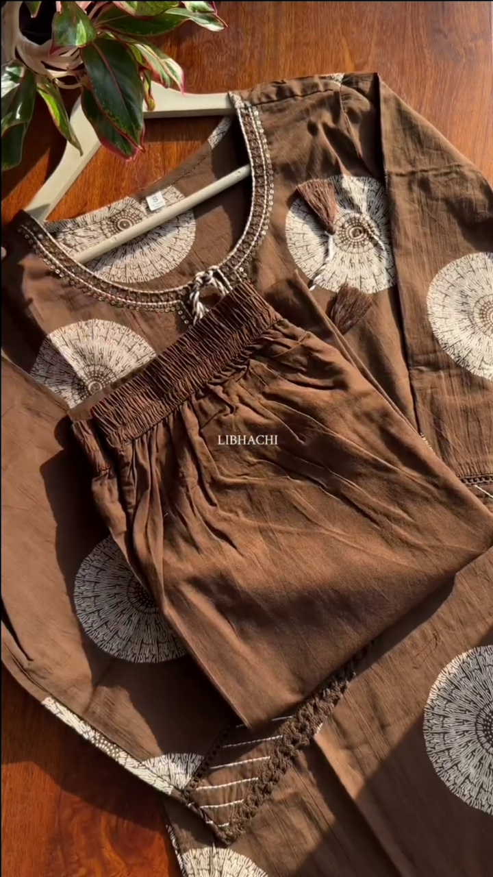 Premium Cotton Suit Set - Brown - Image 2