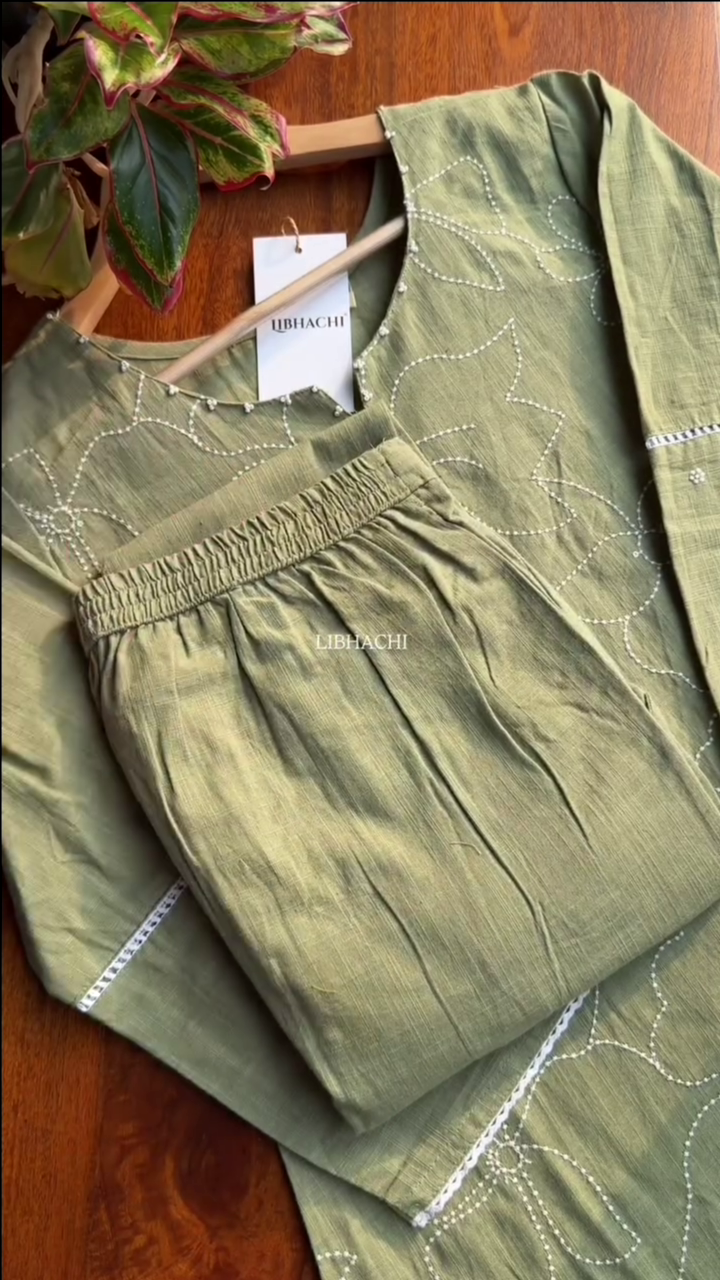 Cotton Suit Set - Green - Image 3