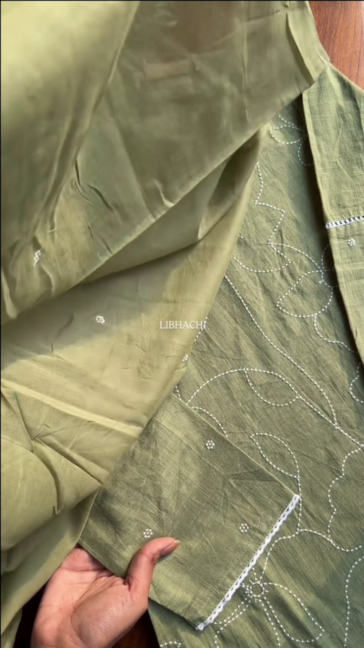 Cotton Suit Set - Green - Image 4