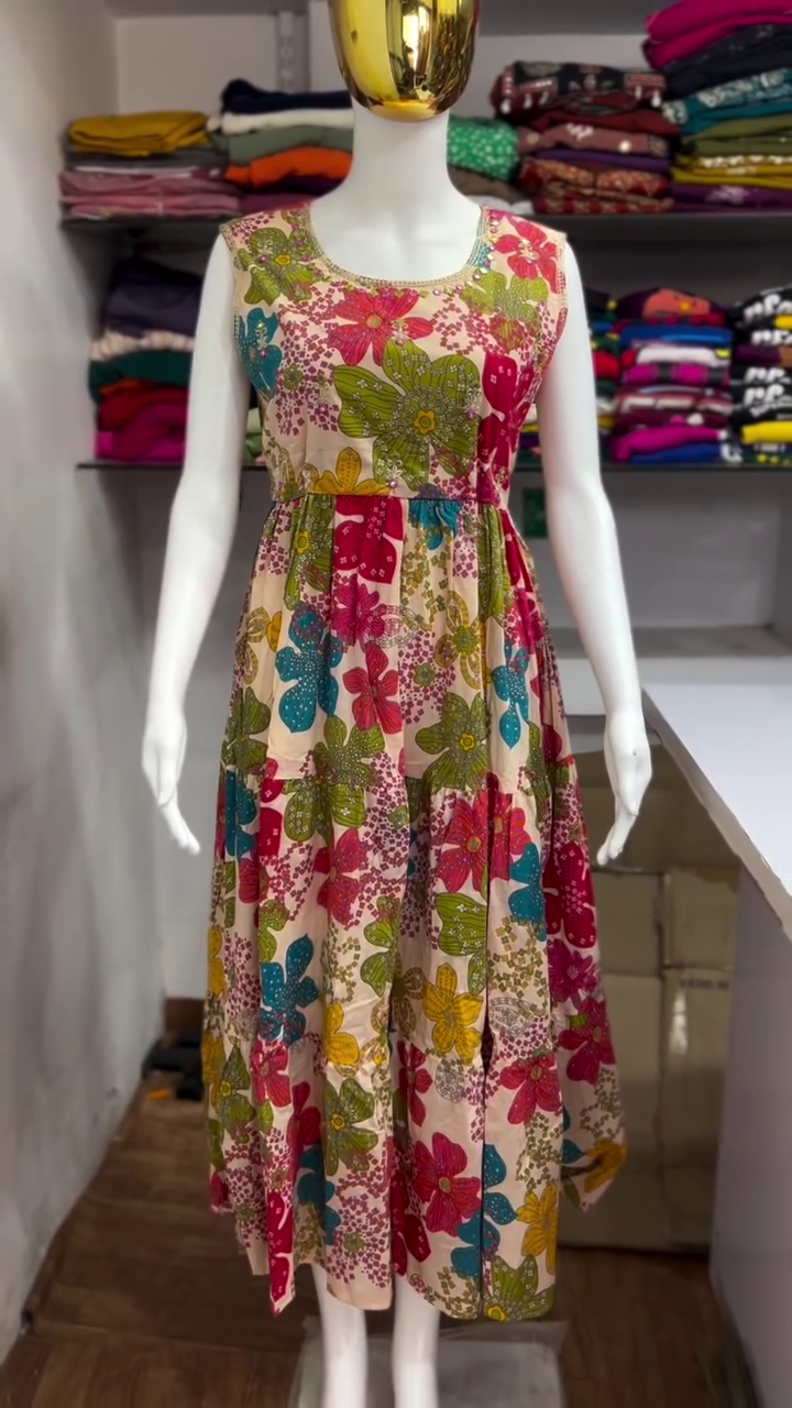 Multicolor Floral Printed Sleeveless Maxi Dress