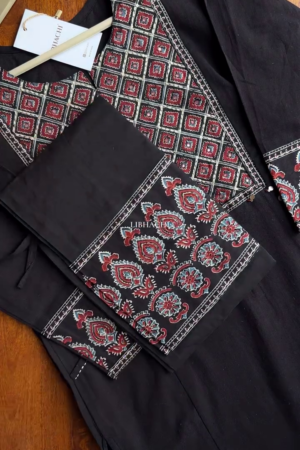 Black Ajrakh Inspired Kurta Pant Set