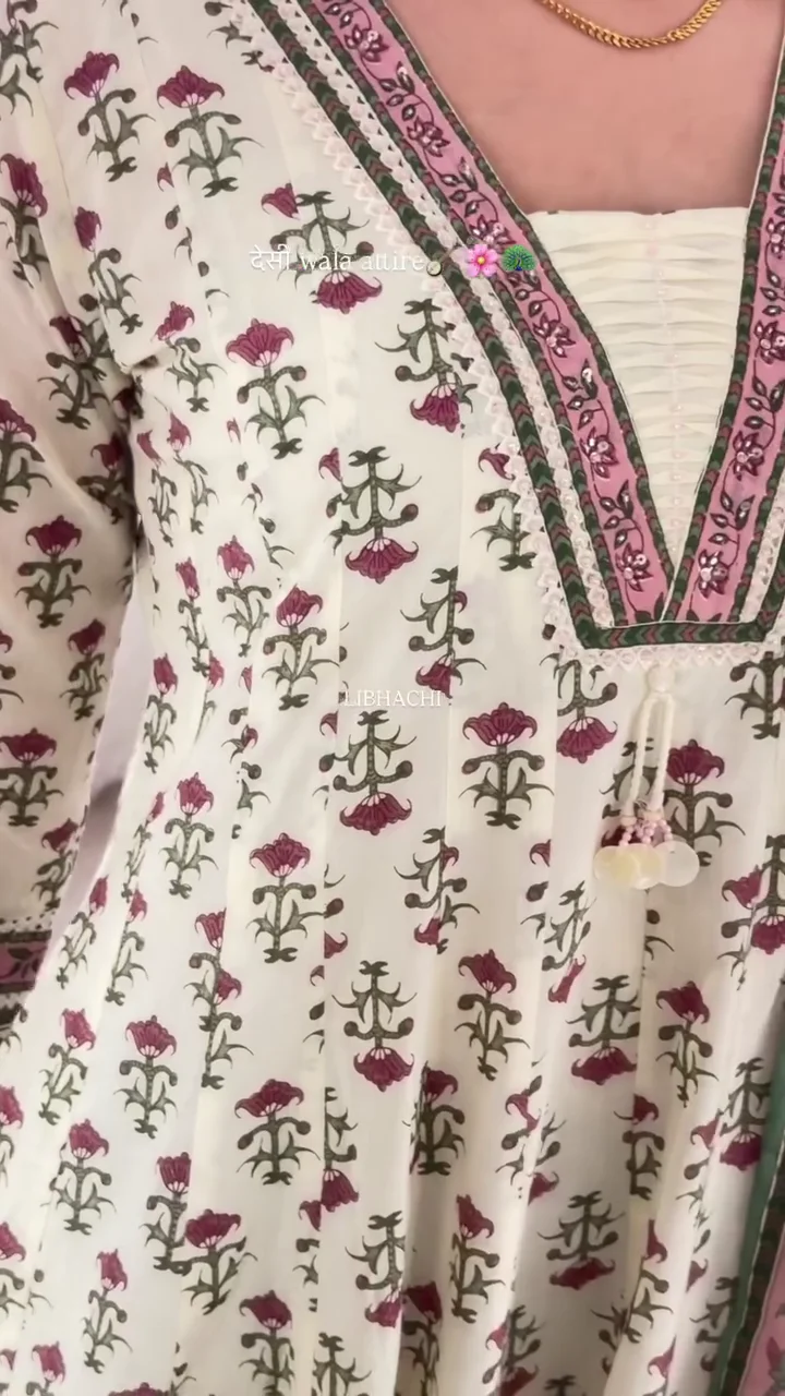 Ivory Floral Anarkali Suit Set - Image 2