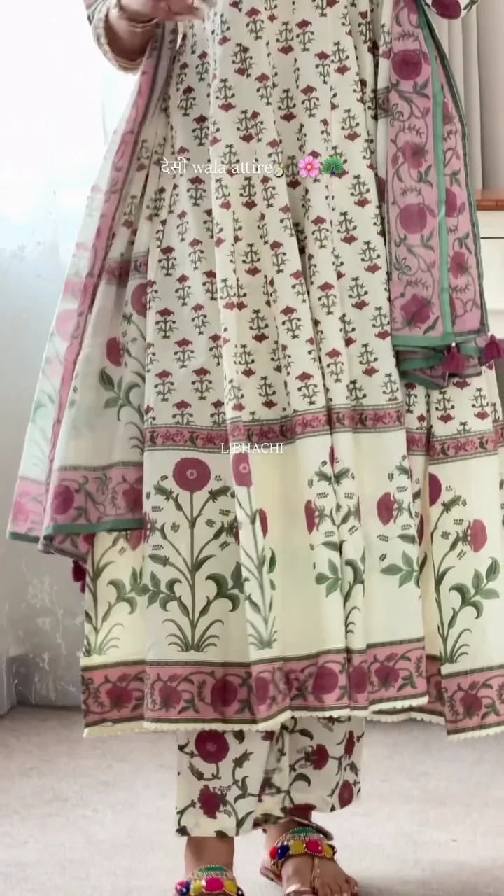 Ivory Floral Anarkali Suit Set - Image 3