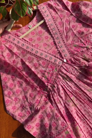 Pink Floral Printed Kurta Pant Set