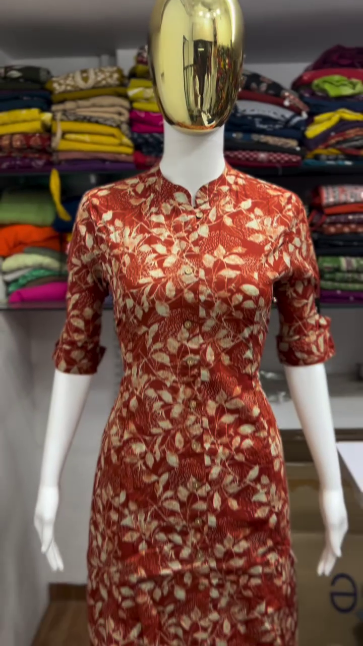 Rust Floral Printed Kurta Palazzo Set - Image 2