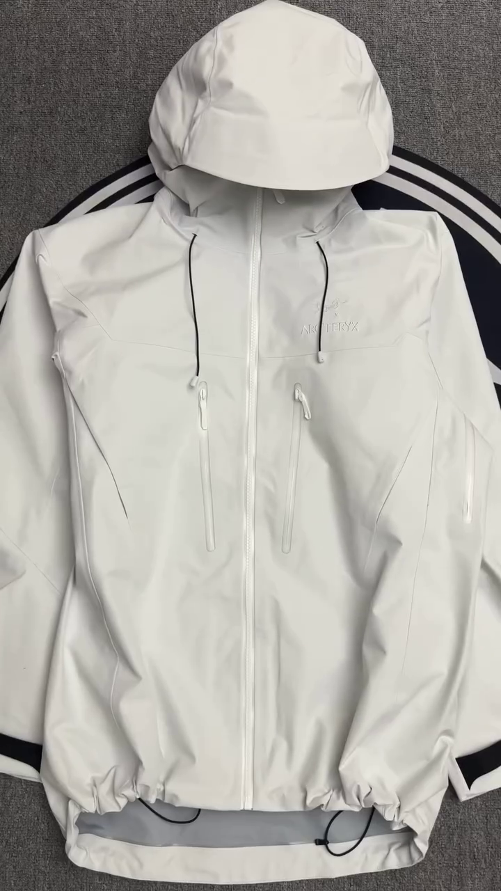 White Waterproof Hooded Rain Jacket