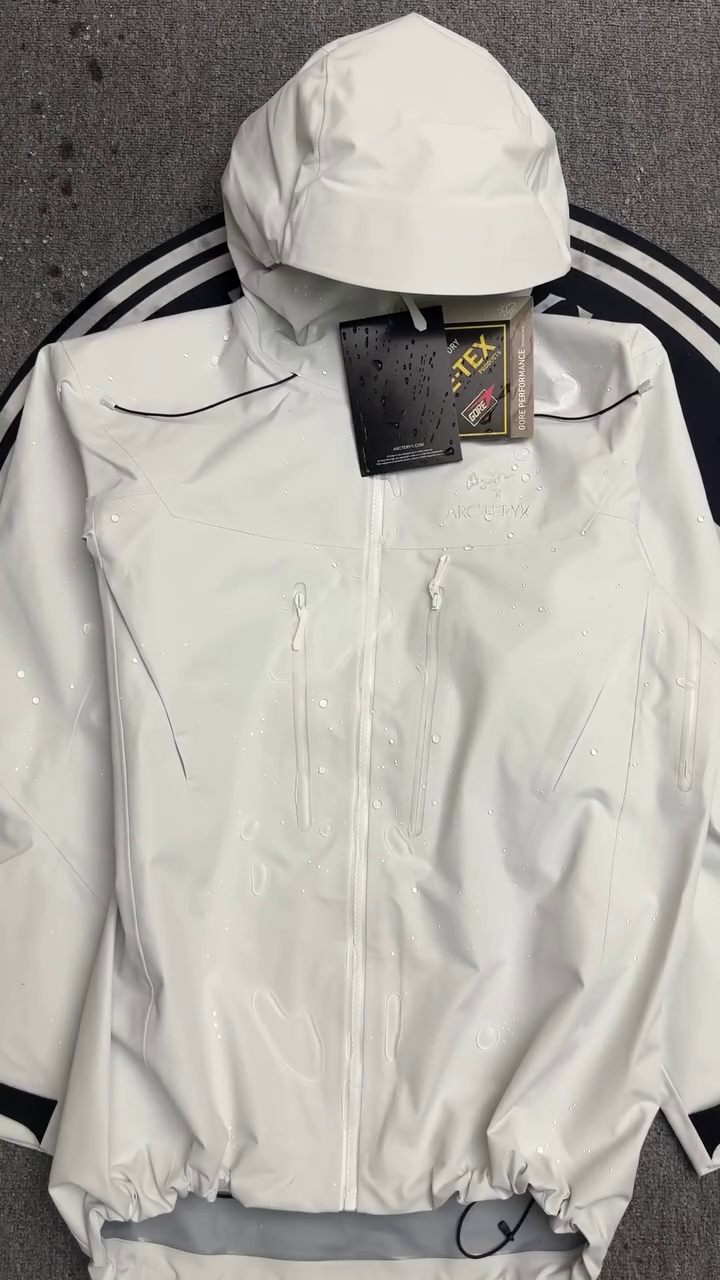 White Waterproof Hooded Rain Jacket - Image 3