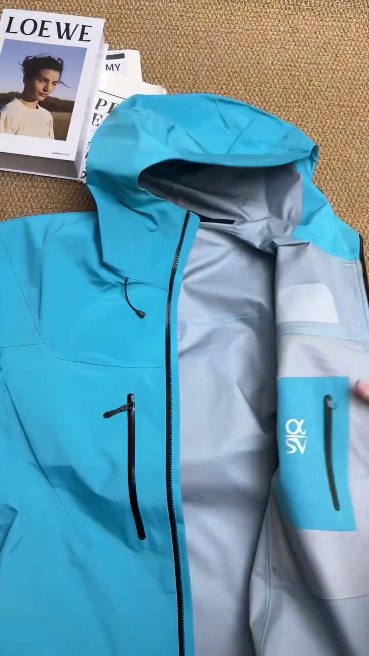 Sky Blue Waterproof Hooded Rain Jacket - Image 2