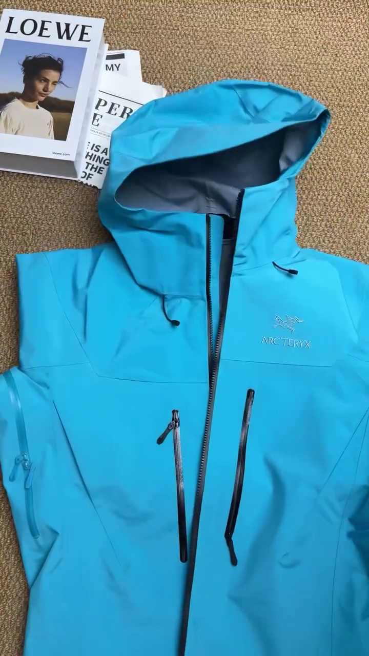 Sky Blue Waterproof Hooded Rain Jacket