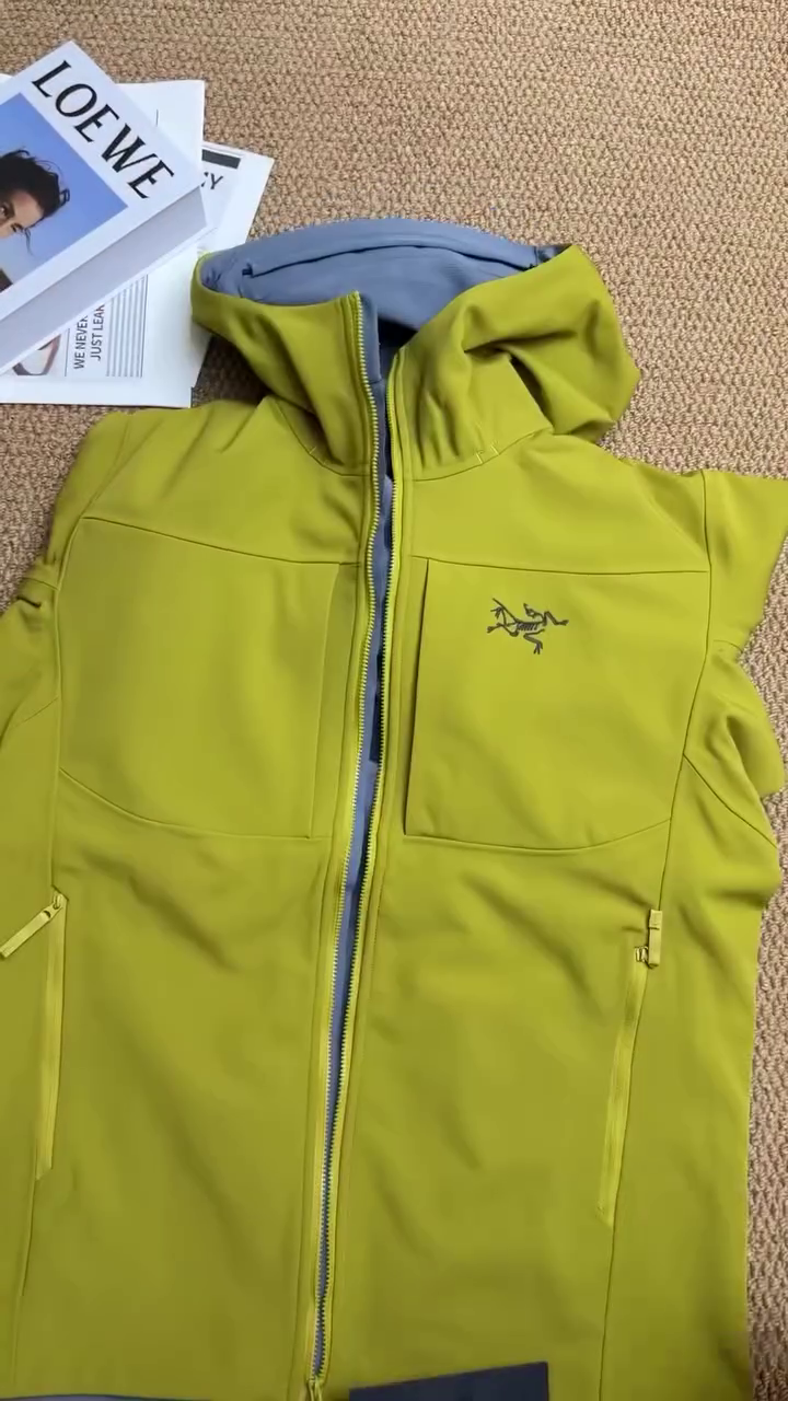 Olive Green Waterproof Hooded Performance Shell Jacket - Image 3