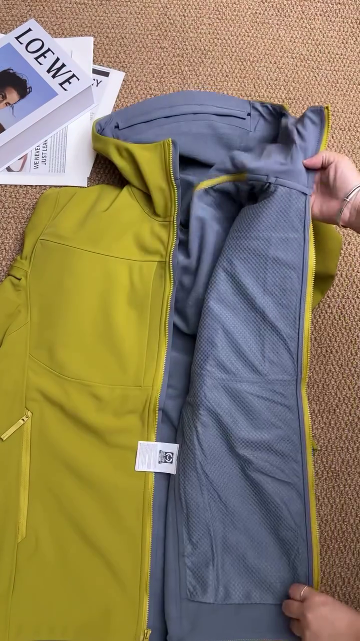 Olive Green Waterproof Hooded Performance Shell Jacket - Image 2
