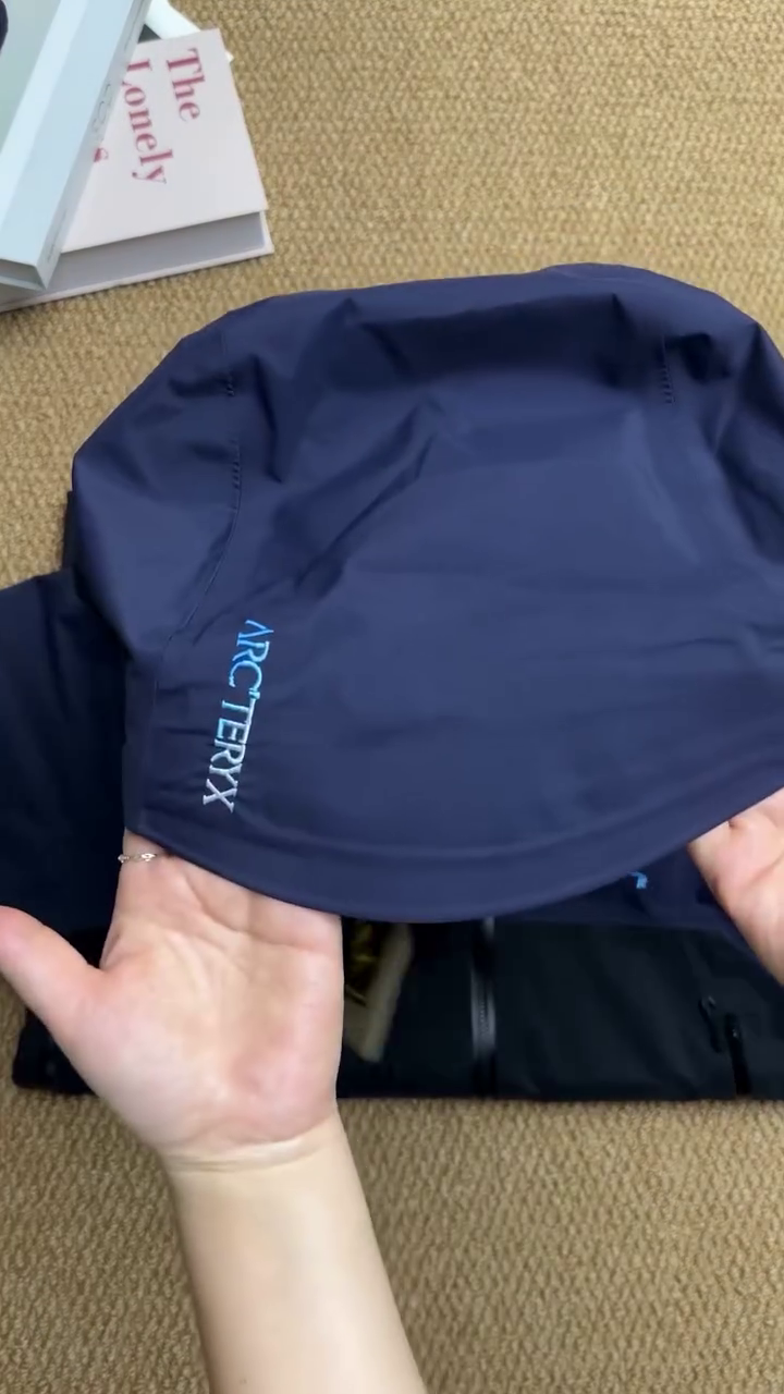 Navy Blue Color Block Waterproof Hooded Performance Shell Jacket - Image 3