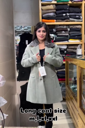 Women's Winter Sage Green Long Coat