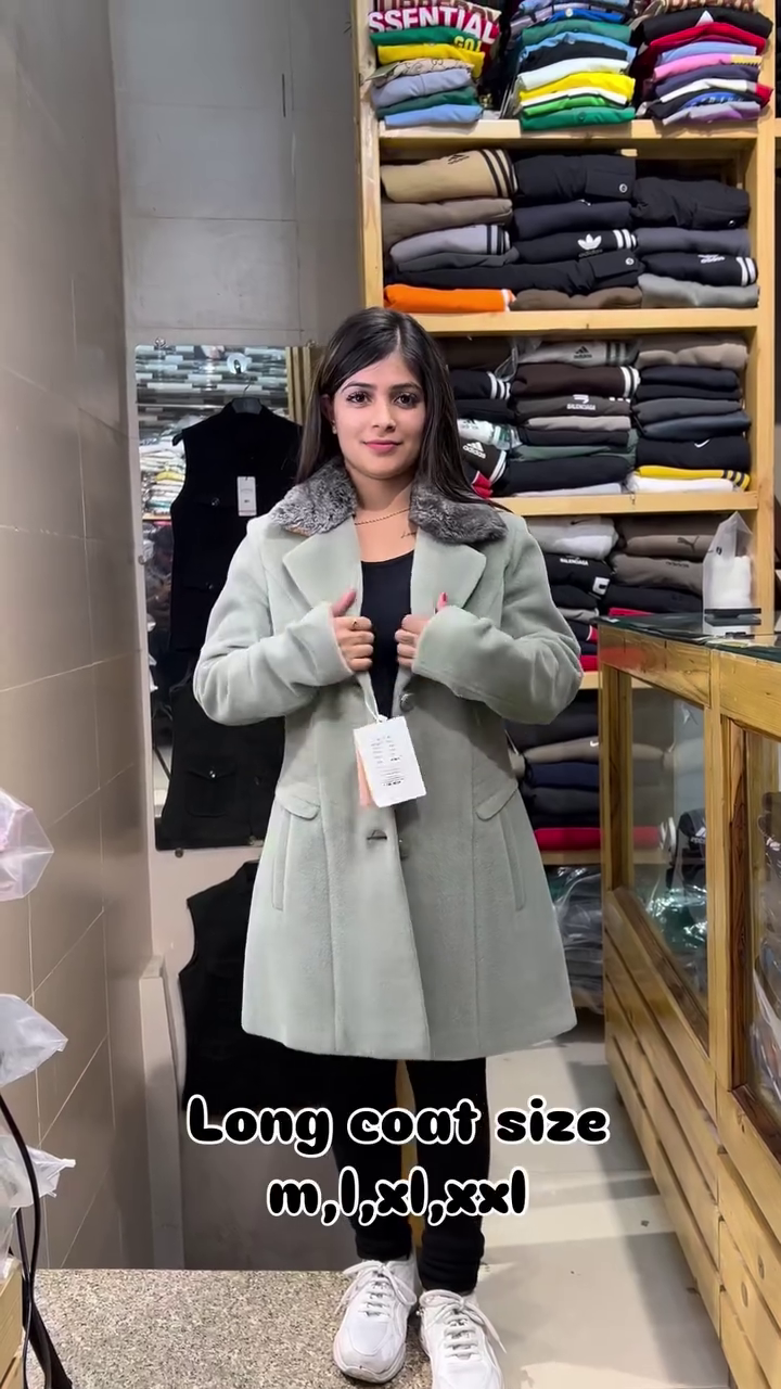 Women's Winter Sage Green Long Coat