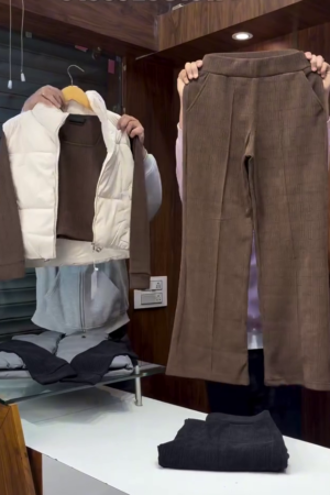 Women's Winter Brown Co-ord Set with Puffer Vest