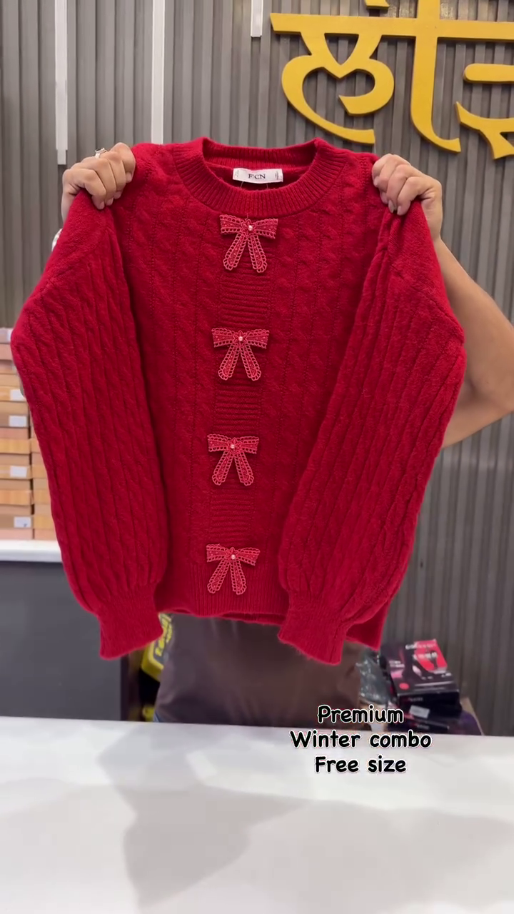 Women's Winter White Bow Detail Sweater - Image 2