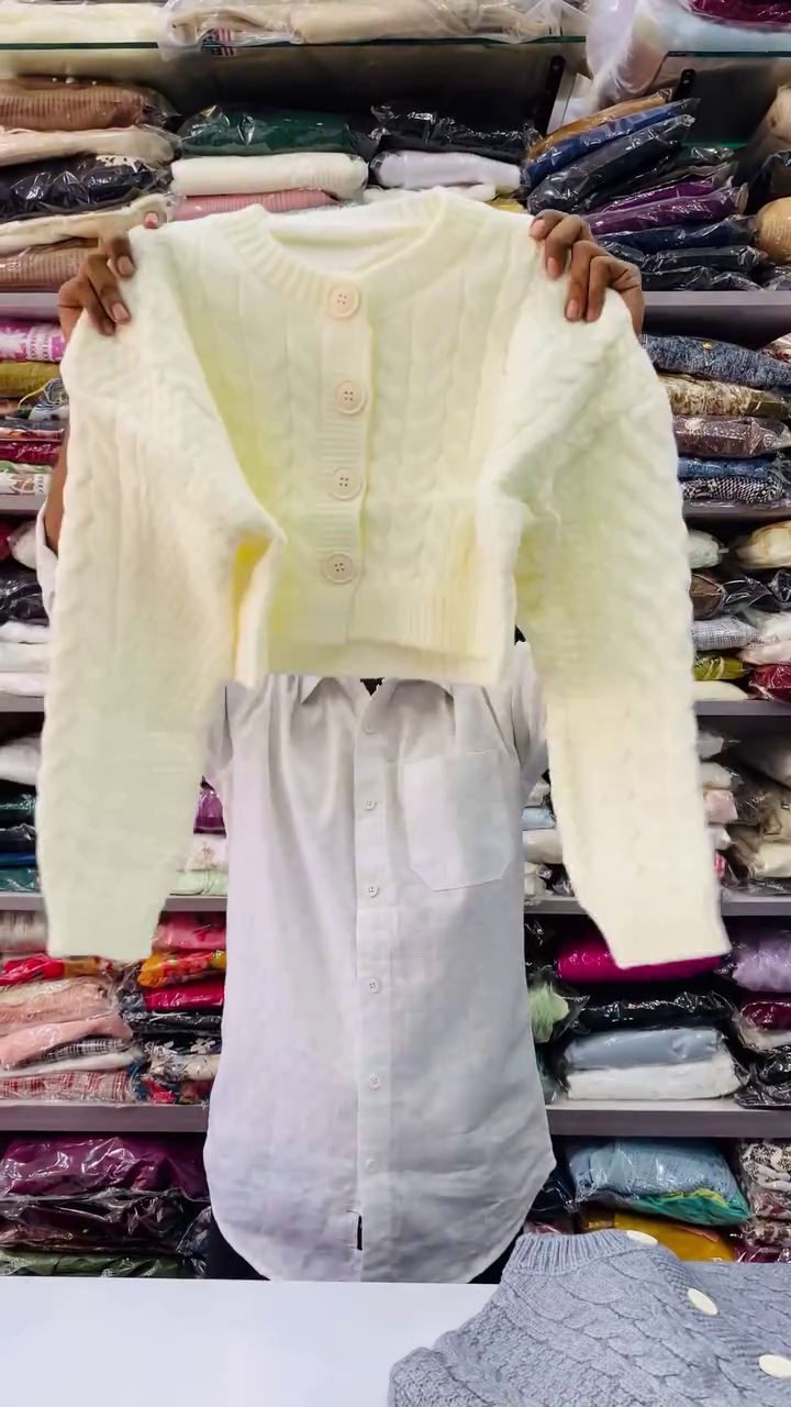 Light Blue Cable Knit Winter Cardigan - Image 2