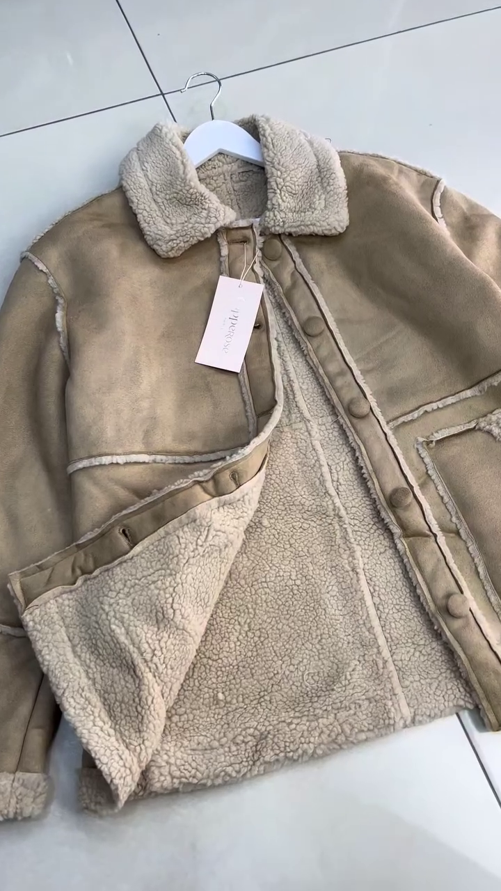 Beige Faux-Shearling Jacket - Image 2