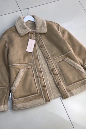 Beige Faux-Shearling Jacket
