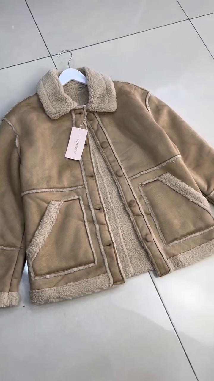Beige Faux-Shearling Jacket