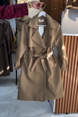 Beige Belted Trench Coat