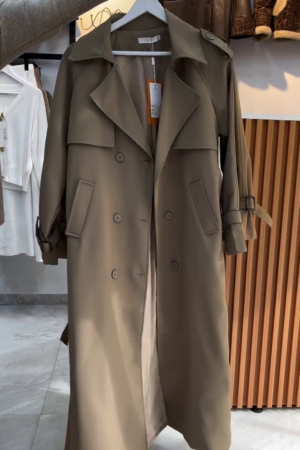 Taupe Long Trench Coat