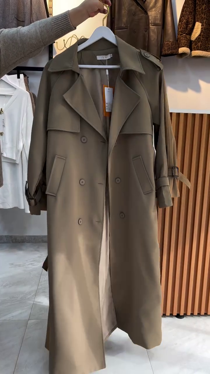 Taupe Long Trench Coat