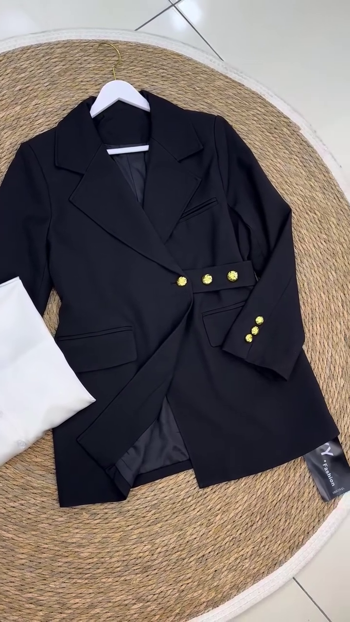 Taupe Double-Breasted Blazer - Image 2